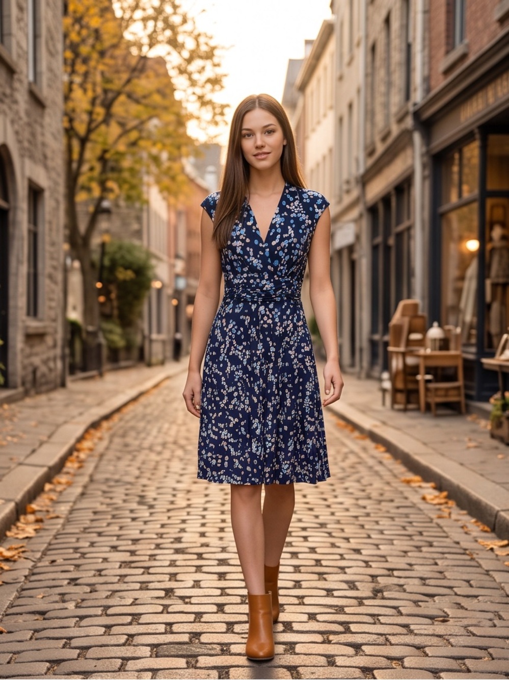 Jessica Howard Navy Floral Wrap Dress
